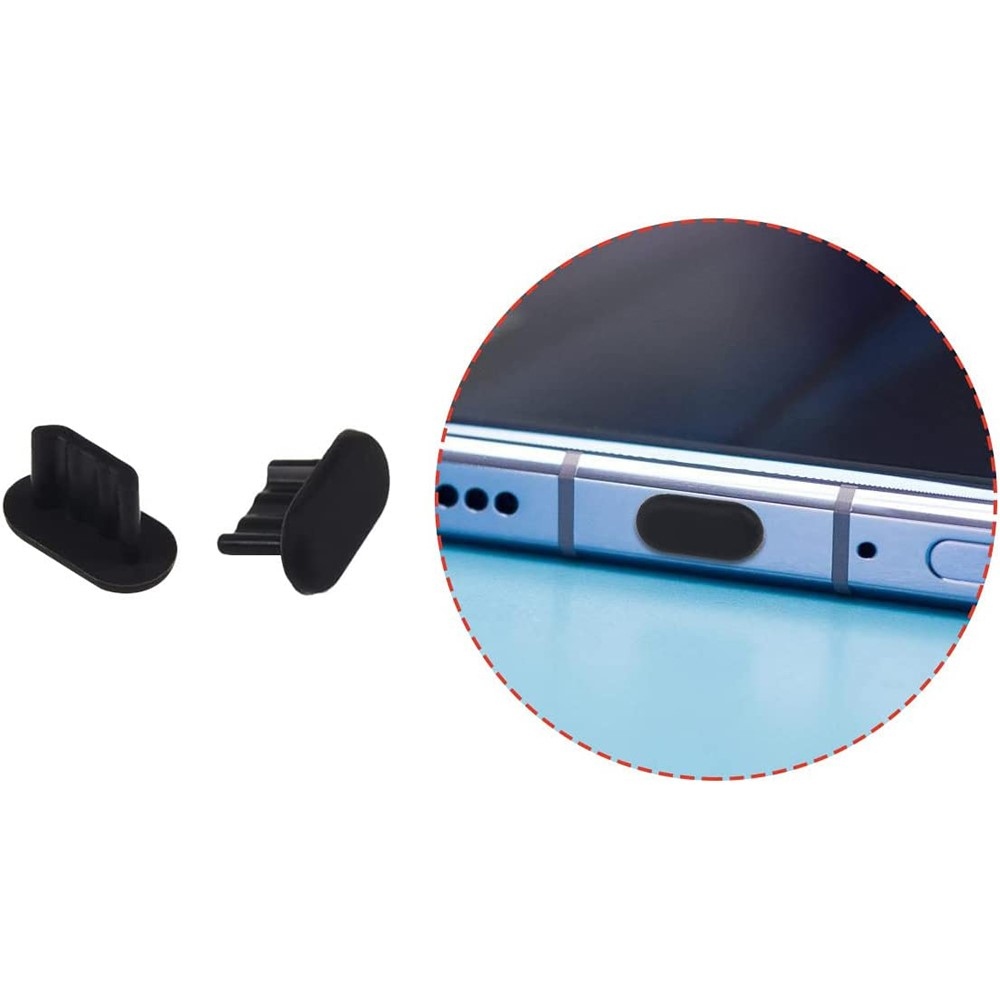 Silikonová krytka proti prachu pro micro USB port/Lightning - černá