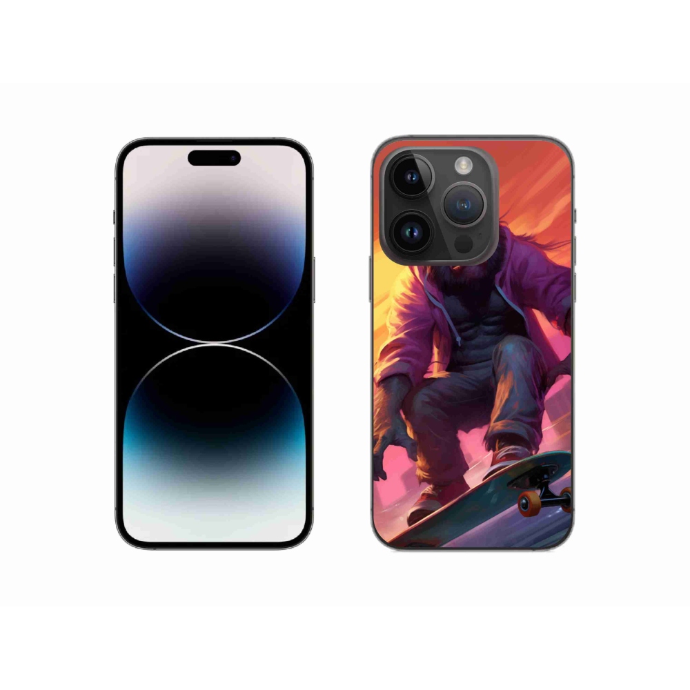 Gelový kryt mmCase na iPhone 14 Pro - gorila na skateboardu