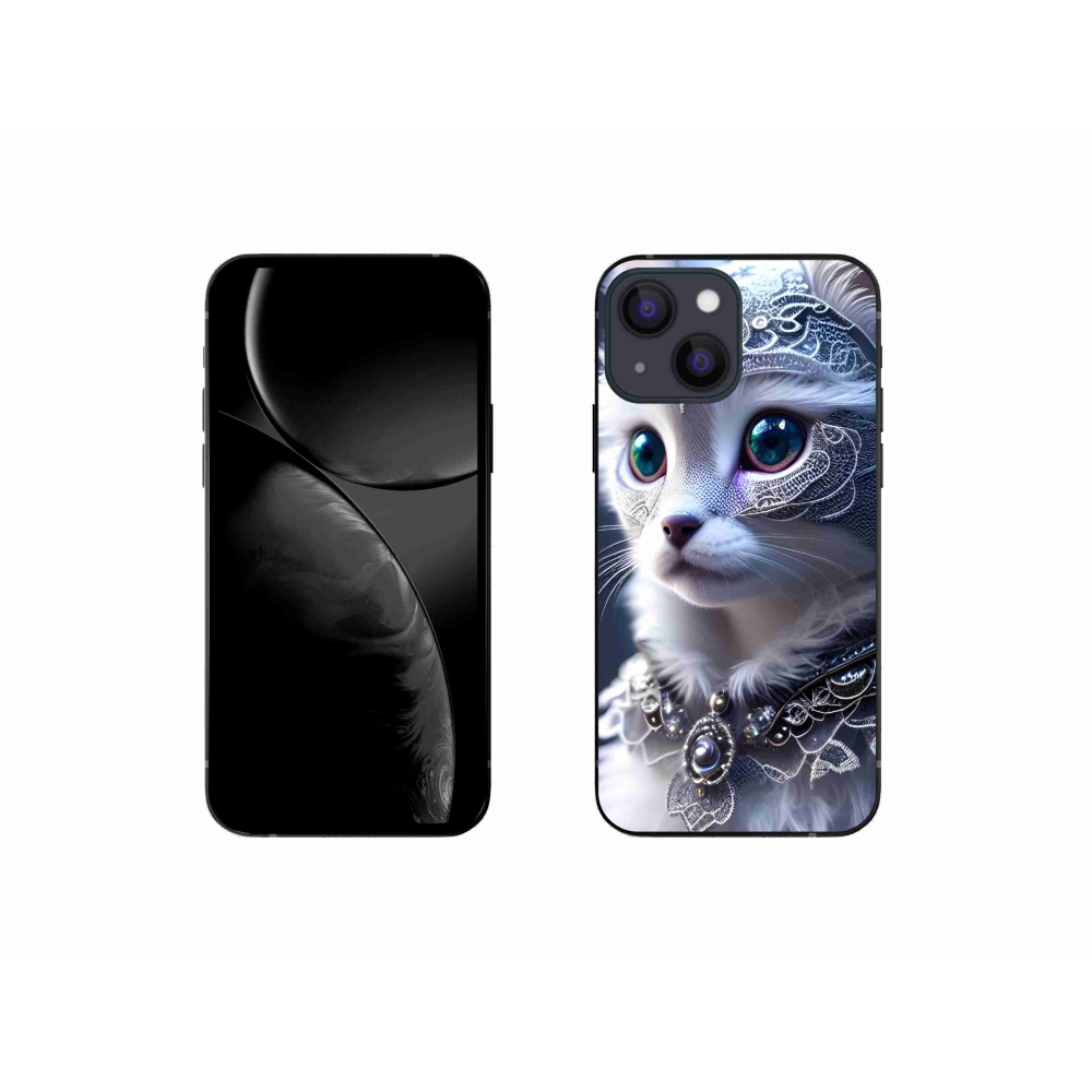 Gelový kryt mmCase na iPhone 13 mini - bílá kočka