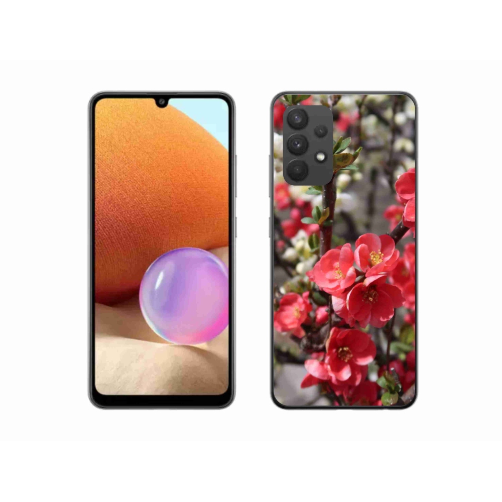 Gelový kryt mmCase na Samsung Galaxy A32 4G - červené květy