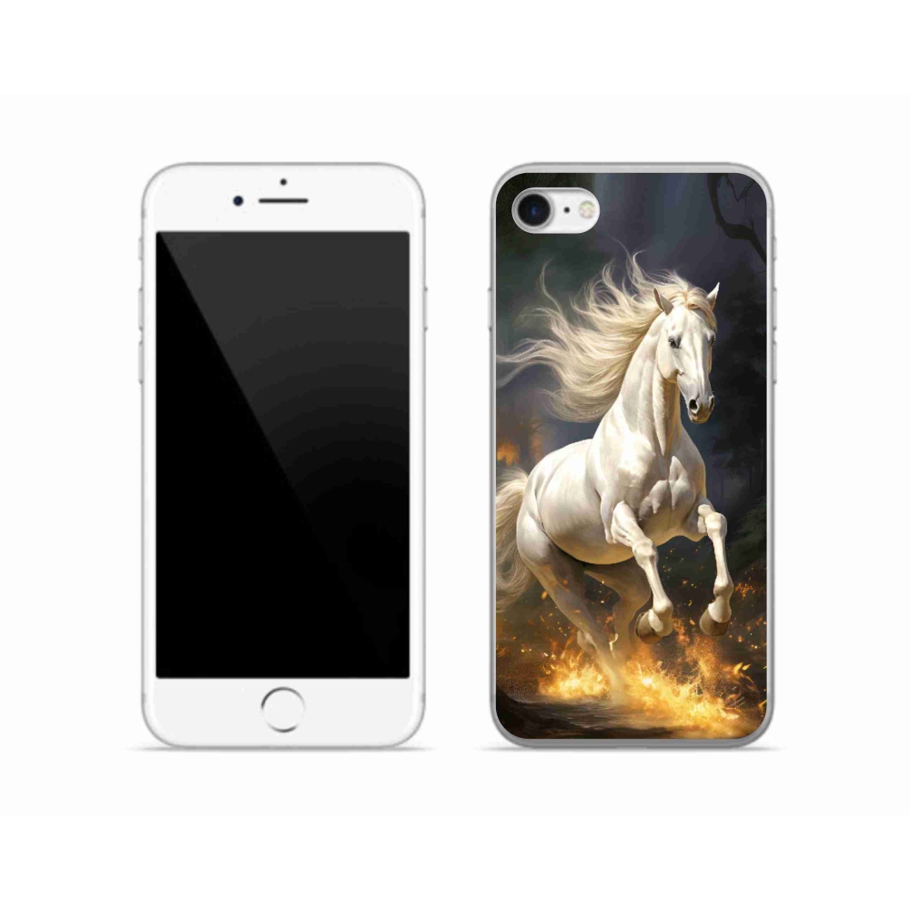 Gelový kryt mmCase na iPhone SE (2022) - bílý kůň 2