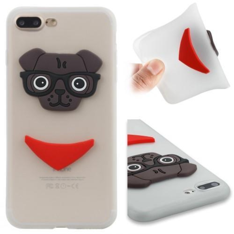 3D dog silikonový obal na iPhone 8 Plus a iPhone 7 Plus - bílý