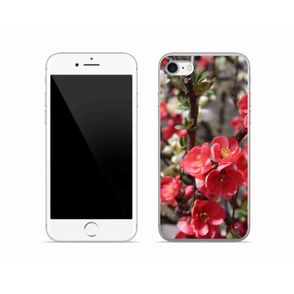 Gelový kryt mmCase na iPhone SE (2020) - červené květy
