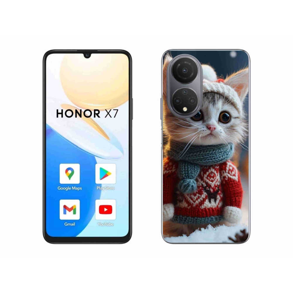 Gelový kryt mmCase na Honor X7 - kotě ve svetru