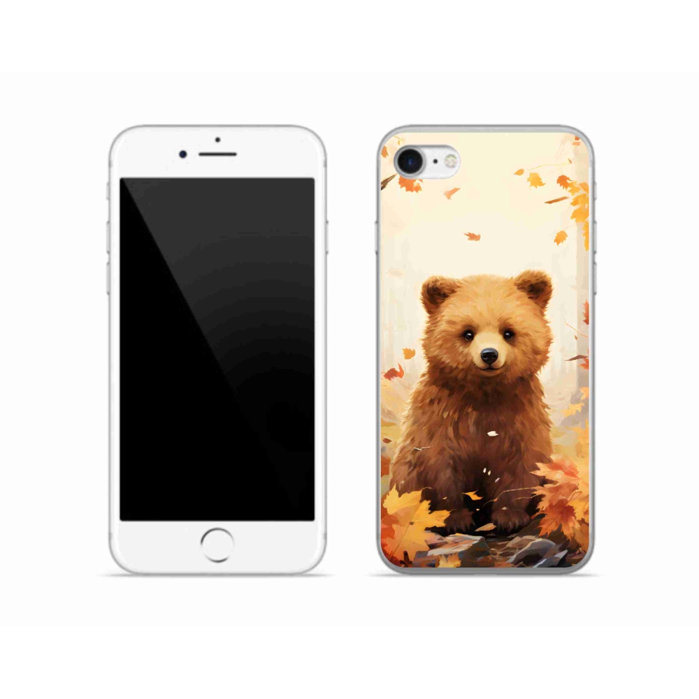 Gelový kryt mmCase na iPhone SE (2020) - medvěd v lese