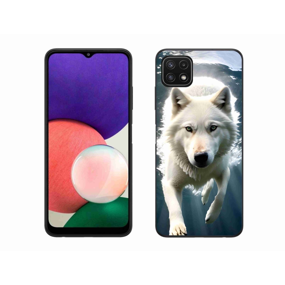 Gelový kryt mmCase na Samsung Galaxy A22 5G - bílý vlk