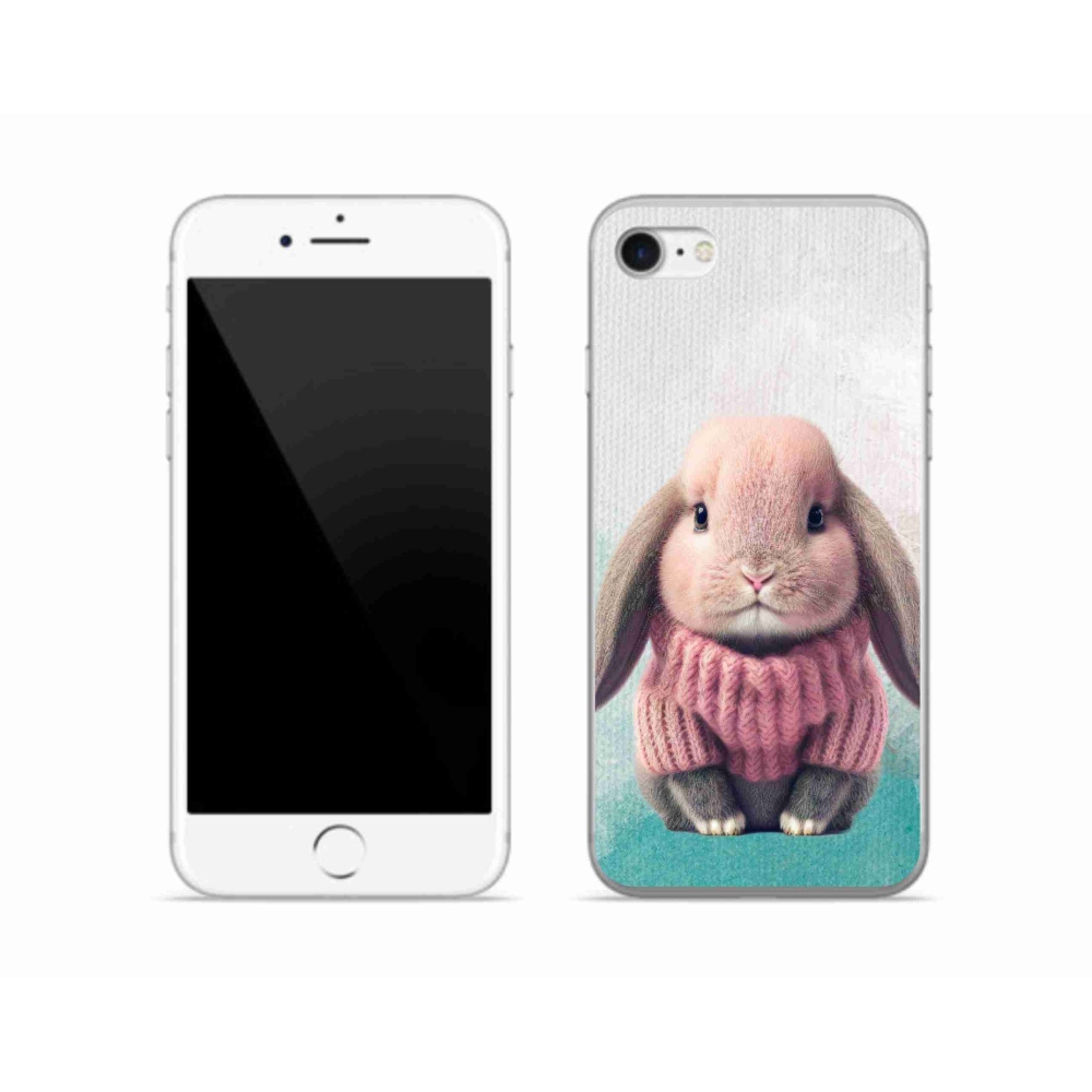 Gelový kryt mmCase na iPhone SE (2022) - králíček ve svetru