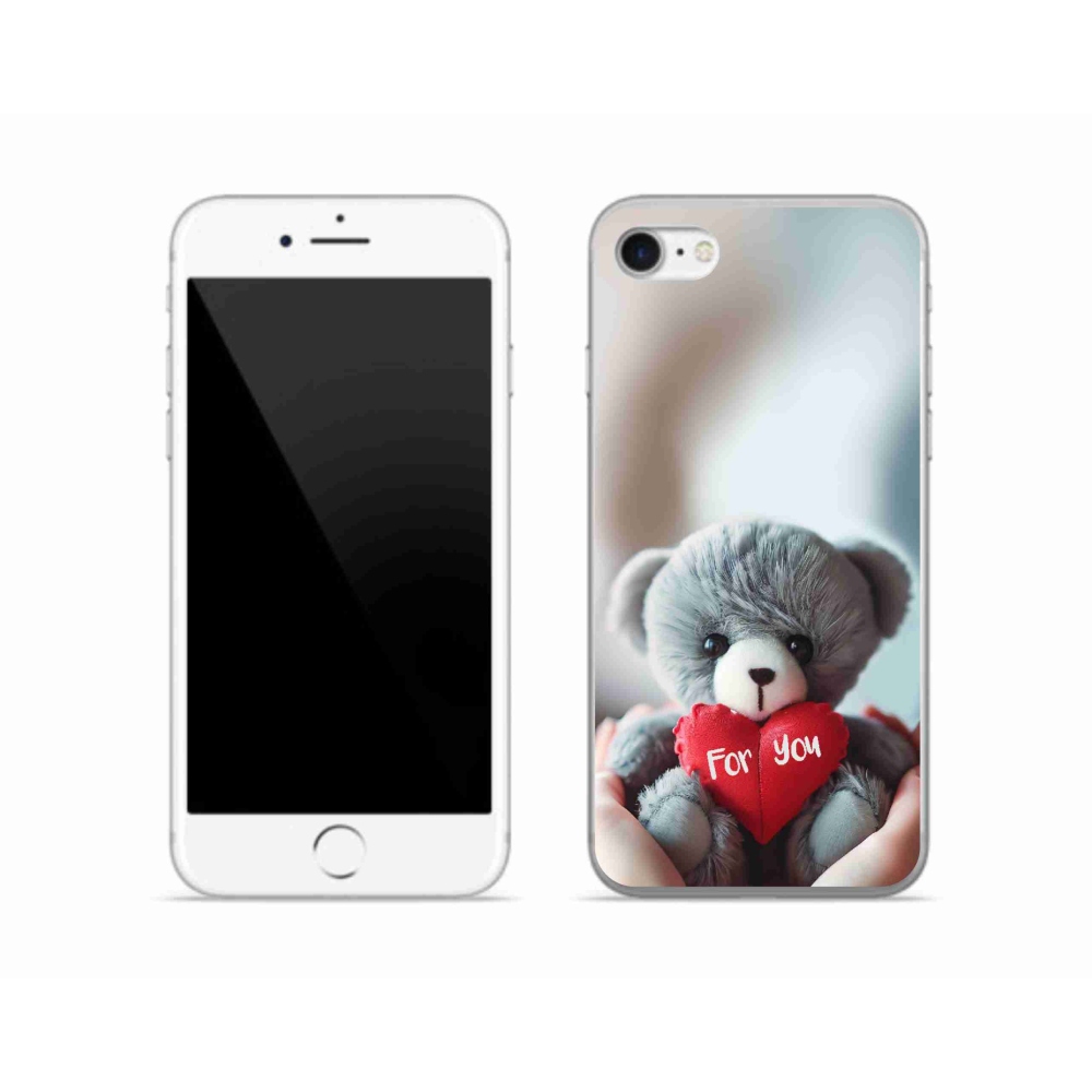 Gelový kryt mmCase na iPhone SE (2020) - medvídek pro zamilované