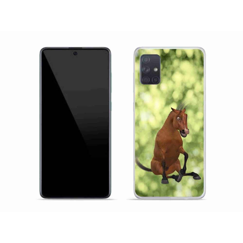 Gelový kryt mmCase na Samsung Galaxy A51 - hnědý kreslený kůň 1