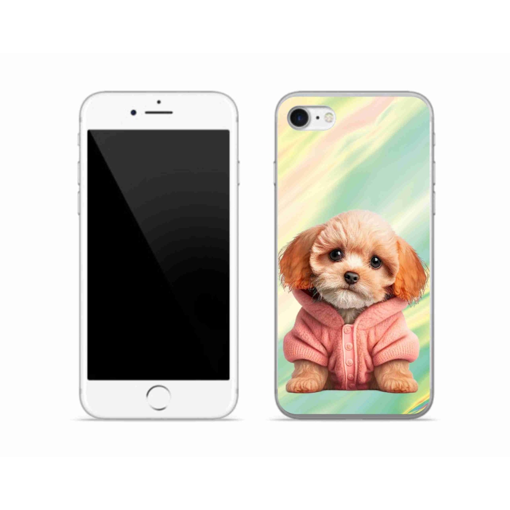 Gelový kryt mmCase na iPhone SE (2022) - štěně ve svetru