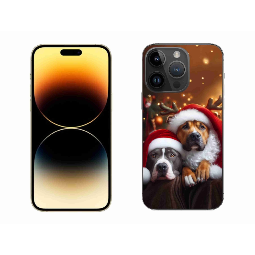Gelový kryt mmCase na iPhone 14 Pro Max - vánoční psi