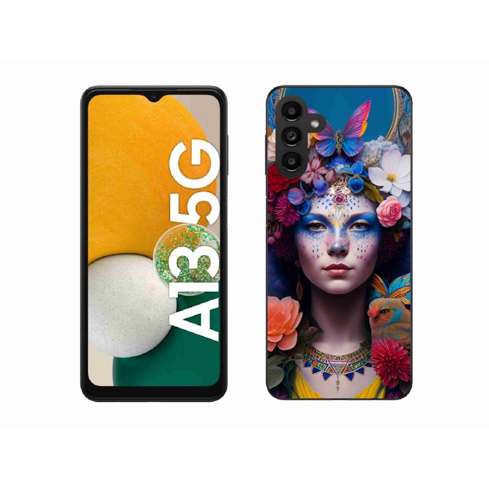 Gelový kryt mmCase na Samsung Galaxy A13 5G - žena s květinami