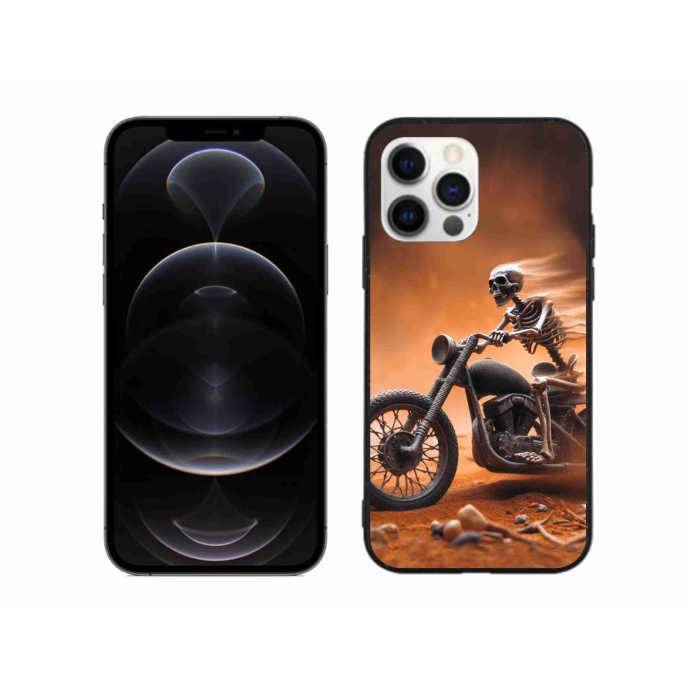 Gelový kryt mmCase na iPhone 12 Pro Max - kostra na motorce