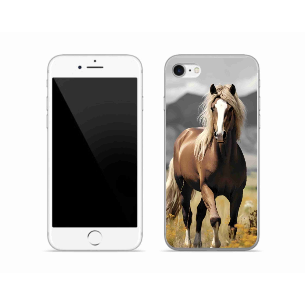 Gelový kryt mmCase na iPhone SE (2022) - hnědý kůň 1