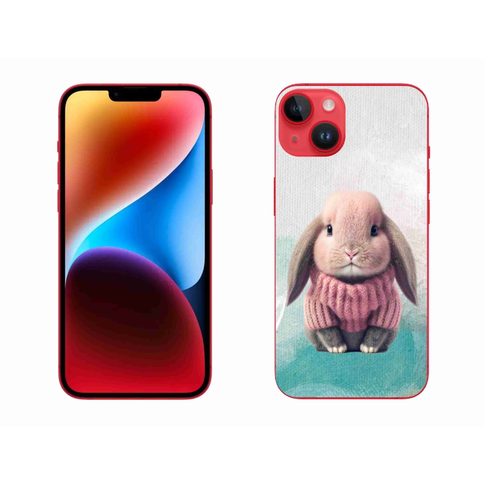 Gelový kryt mmCase na iPhone 14 Plus - králíček ve svetru