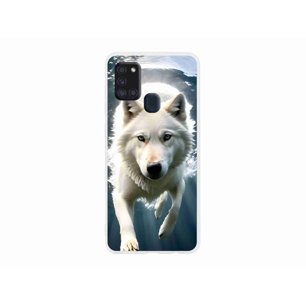 Gelový kryt mmCase na Samsung Galaxy A21s - bílý vlk
