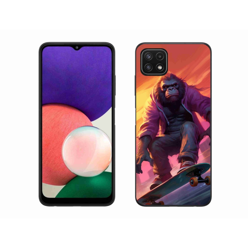 Gelový kryt mmCase na Samsung Galaxy A22 5G - gorila na skateboardu