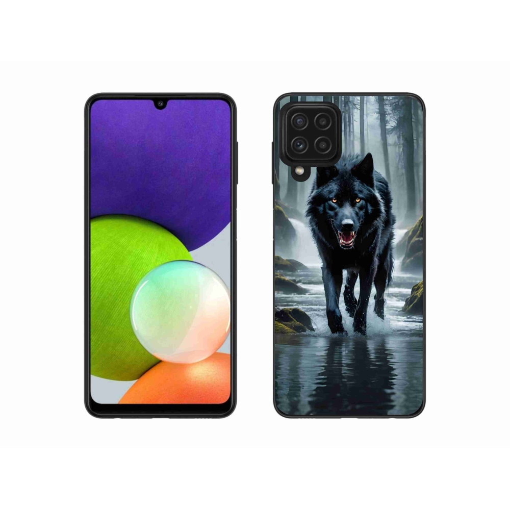 Gelový kryt mmCase na Samsung Galaxy A22 4G - černý vlk