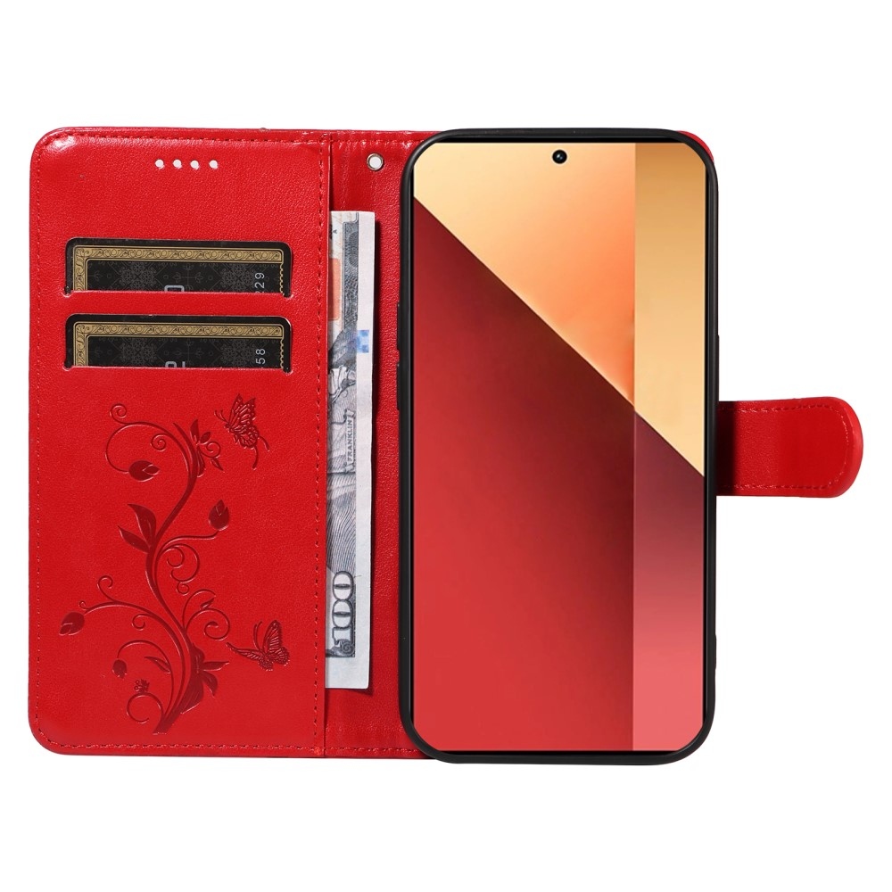 Flowers knížkové pouzdro na Xiaomi Redmi Note 13 Pro 4G/Poco M6 Pro - červené