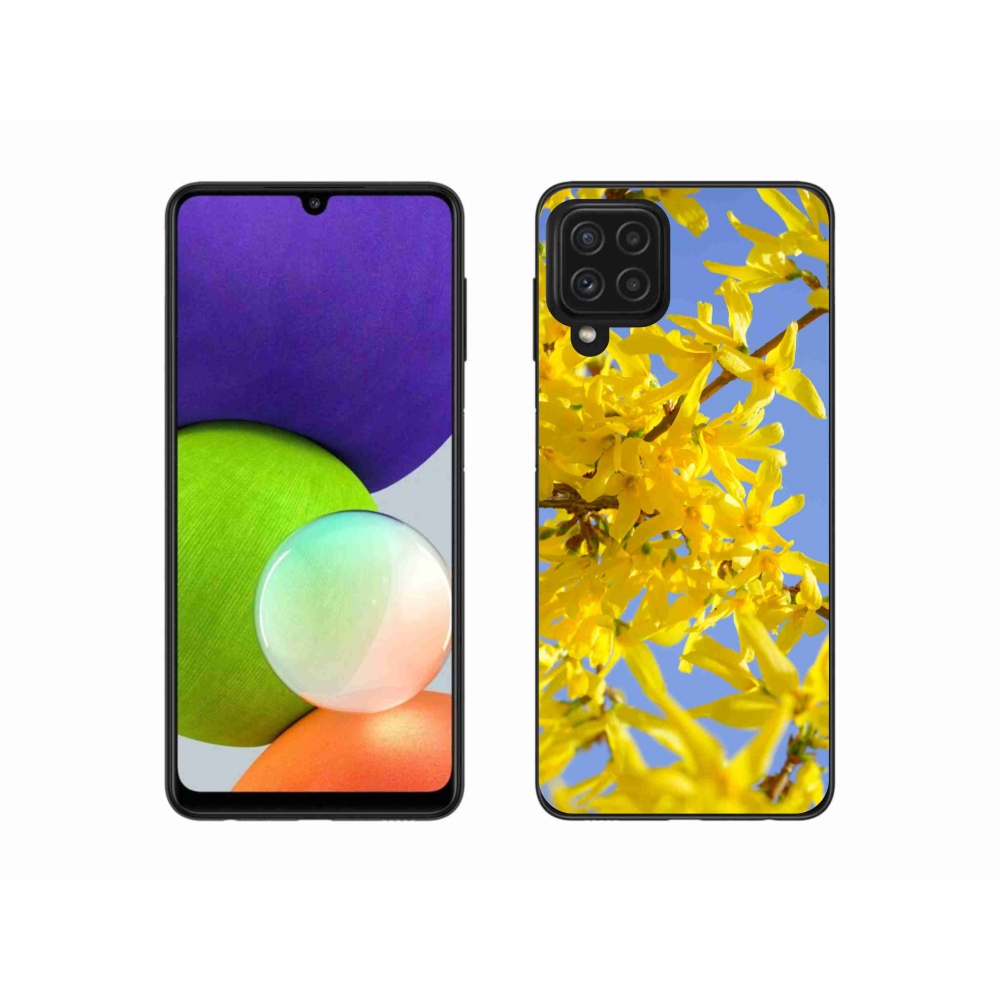 Gelový kryt mmCase na Samsung Galaxy A22 4G - žluté květy