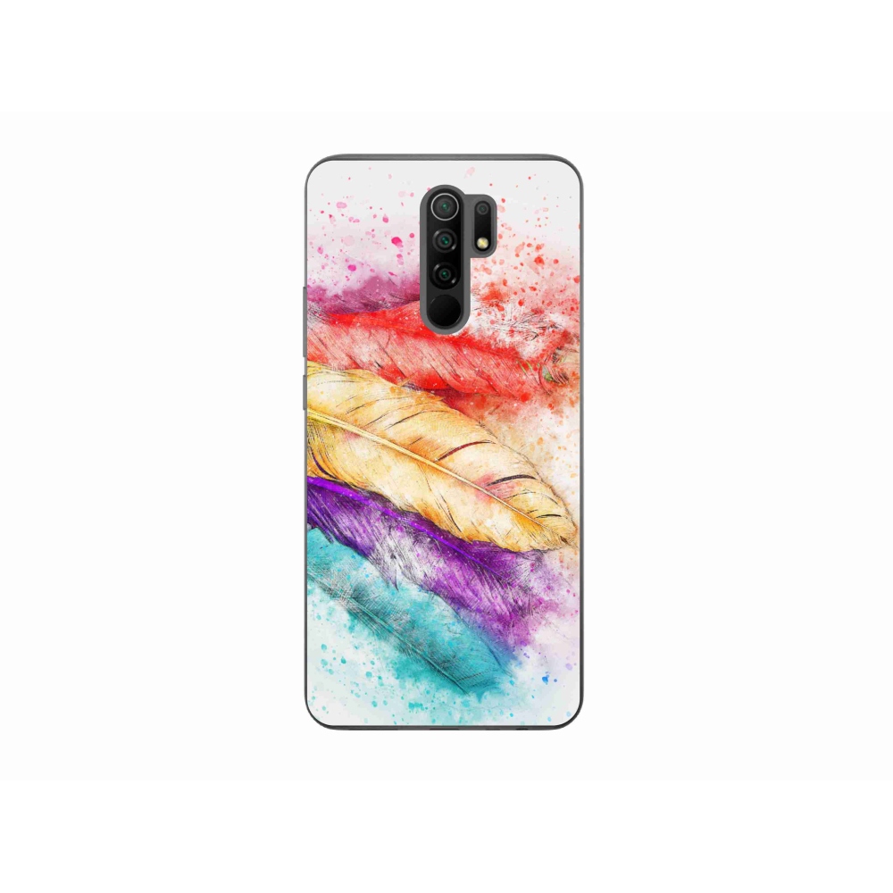 Gelový kryt mmCase na mobil Xiaomi Redmi 9 - barevné peří