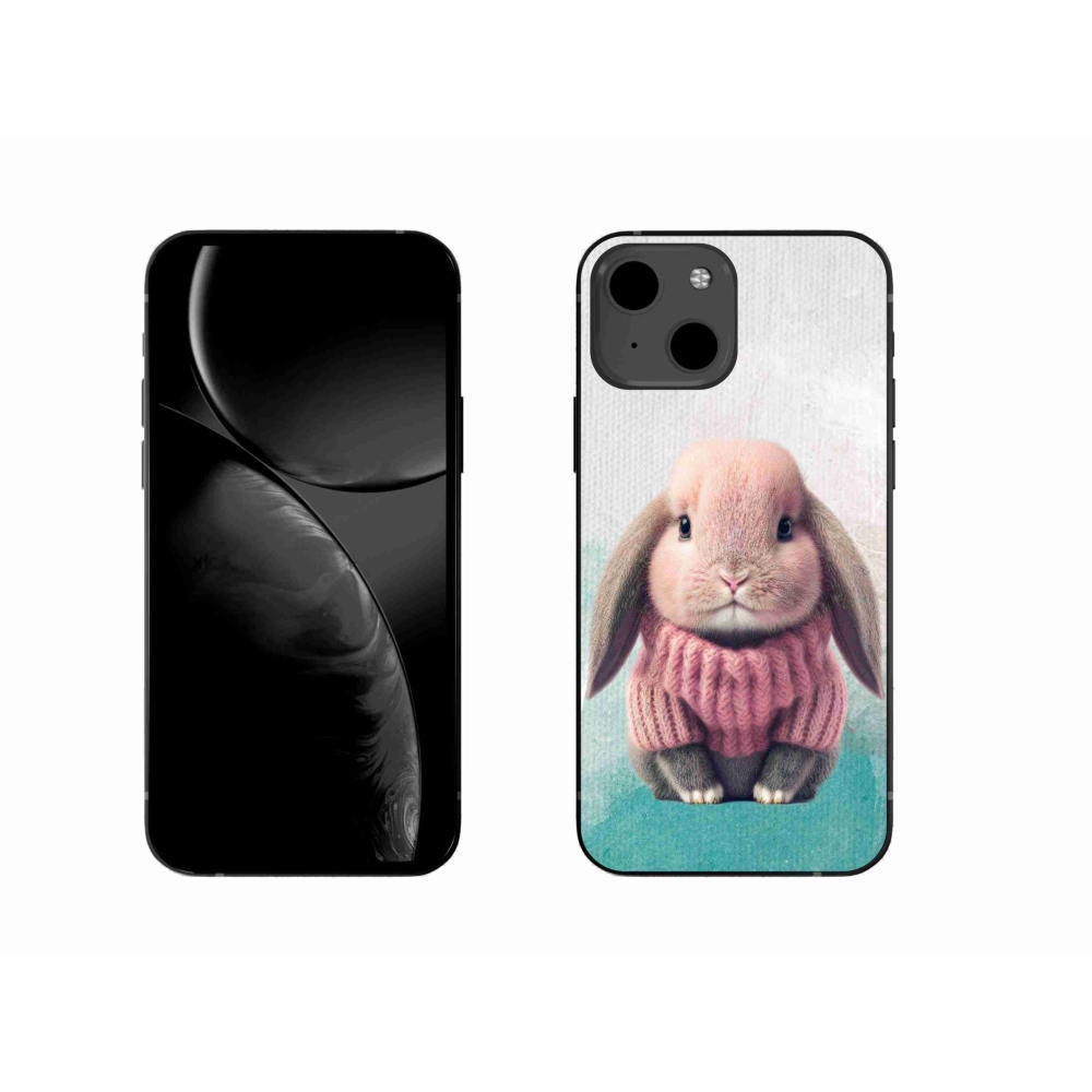 Gelový kryt mmCase na iPhone 13 - králíček ve svetru