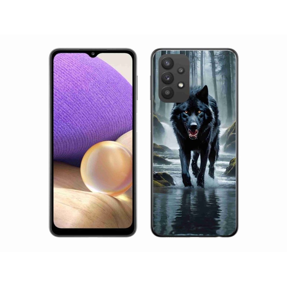 Gelový kryt mmCase na Samsung Galaxy A32 5G - černý vlk