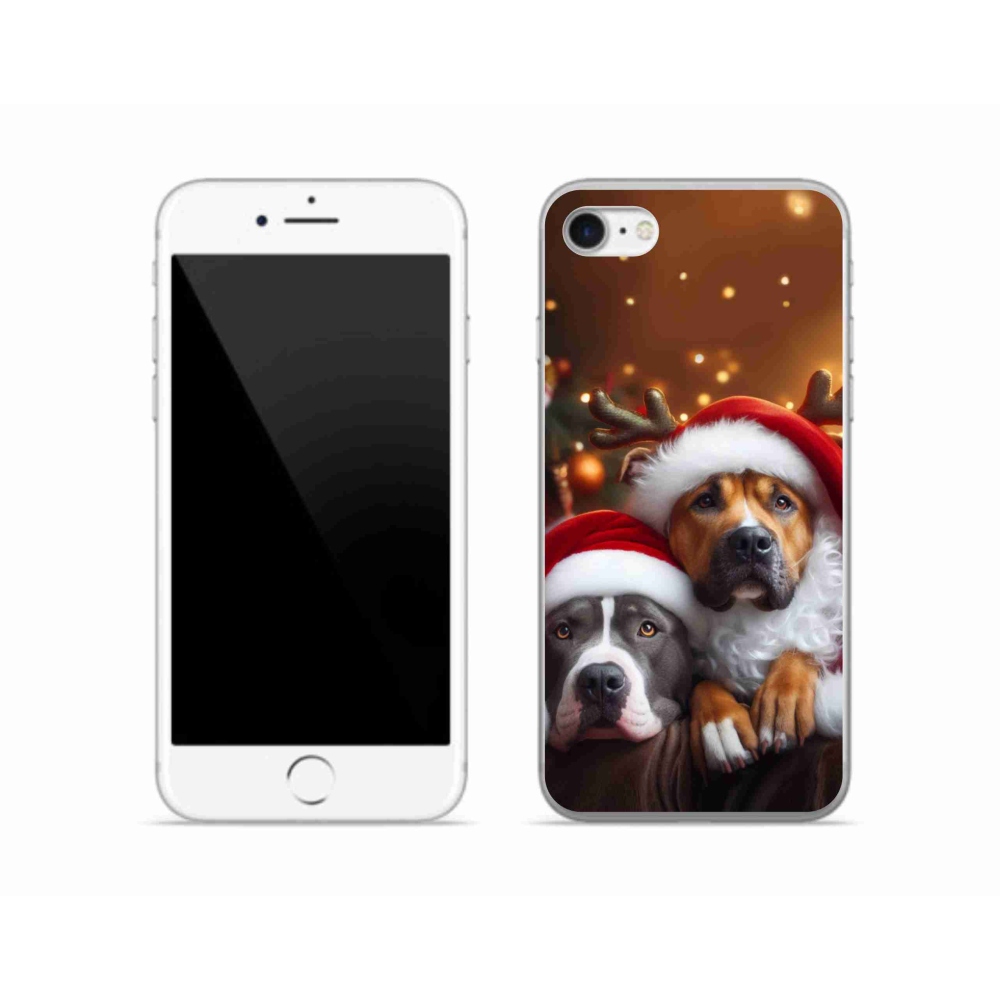 Gelový kryt mmCase na iPhone SE (2020) - vánoční psi