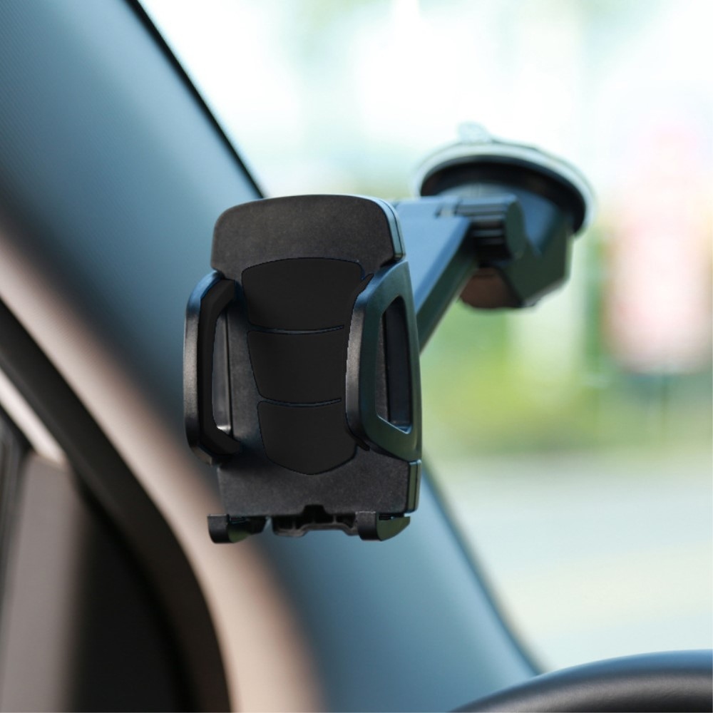 Univerzální držák do auta na sklo pro mobilní telefon do 6,3 - černý