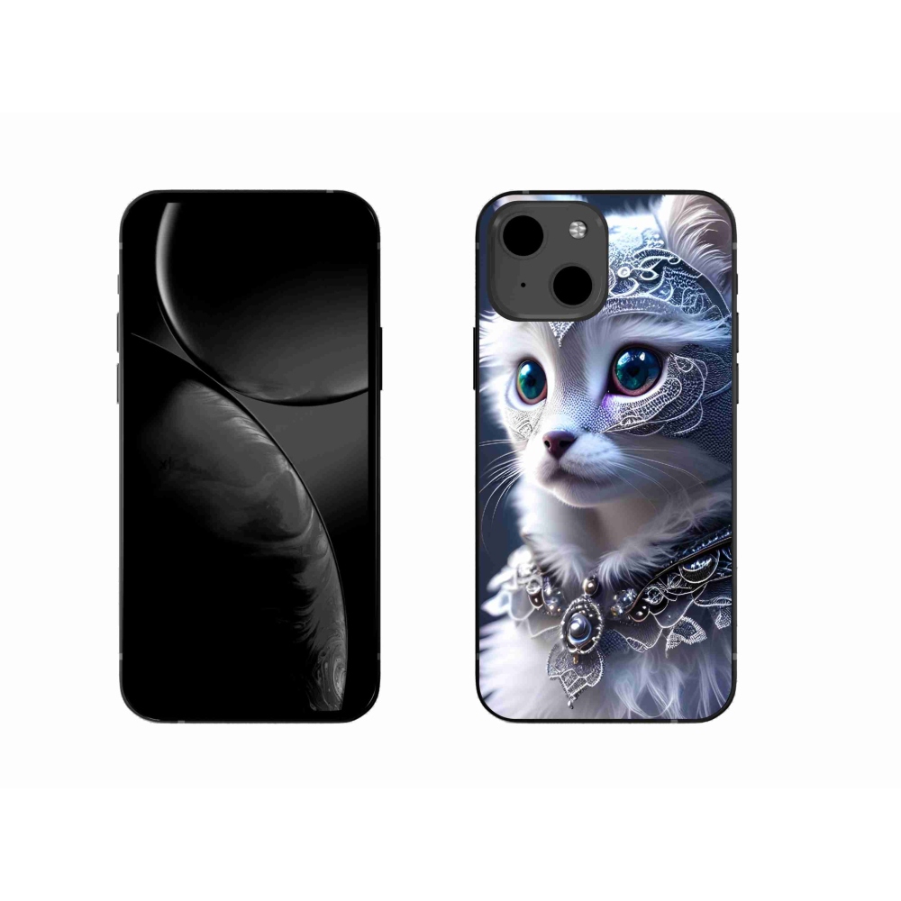 Gelový kryt mmCase na iPhone 13 - bílá kočka