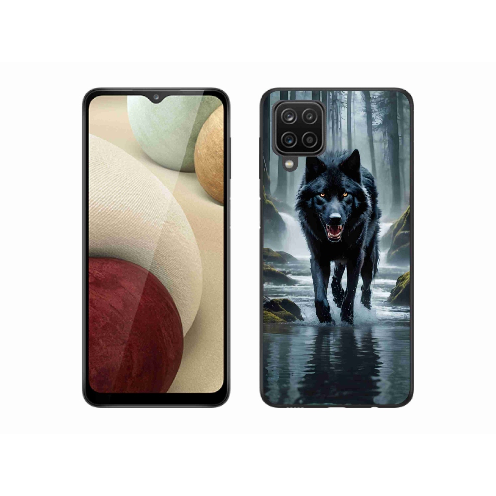 Gelový kryt mmCase na Samsung Galaxy A12 - černý vlk