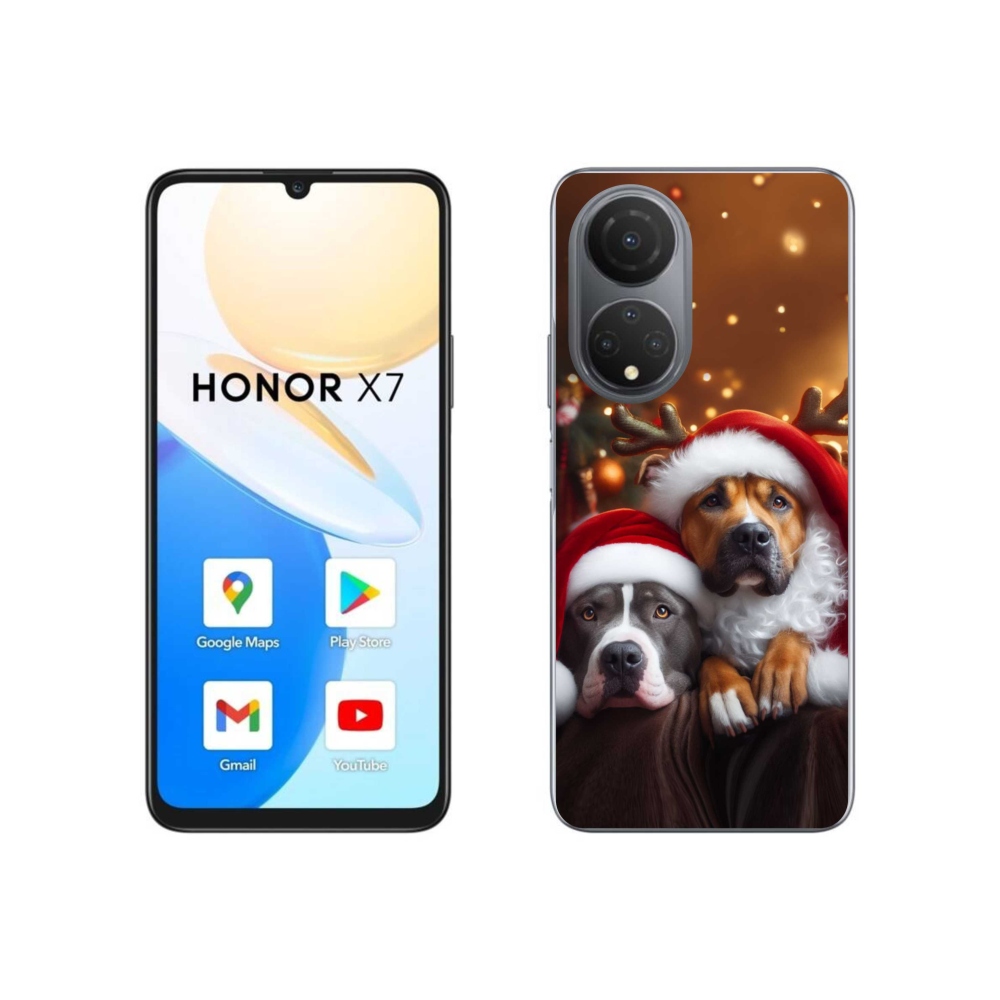 Gelový kryt mmCase na Honor X7 - vánoční psi