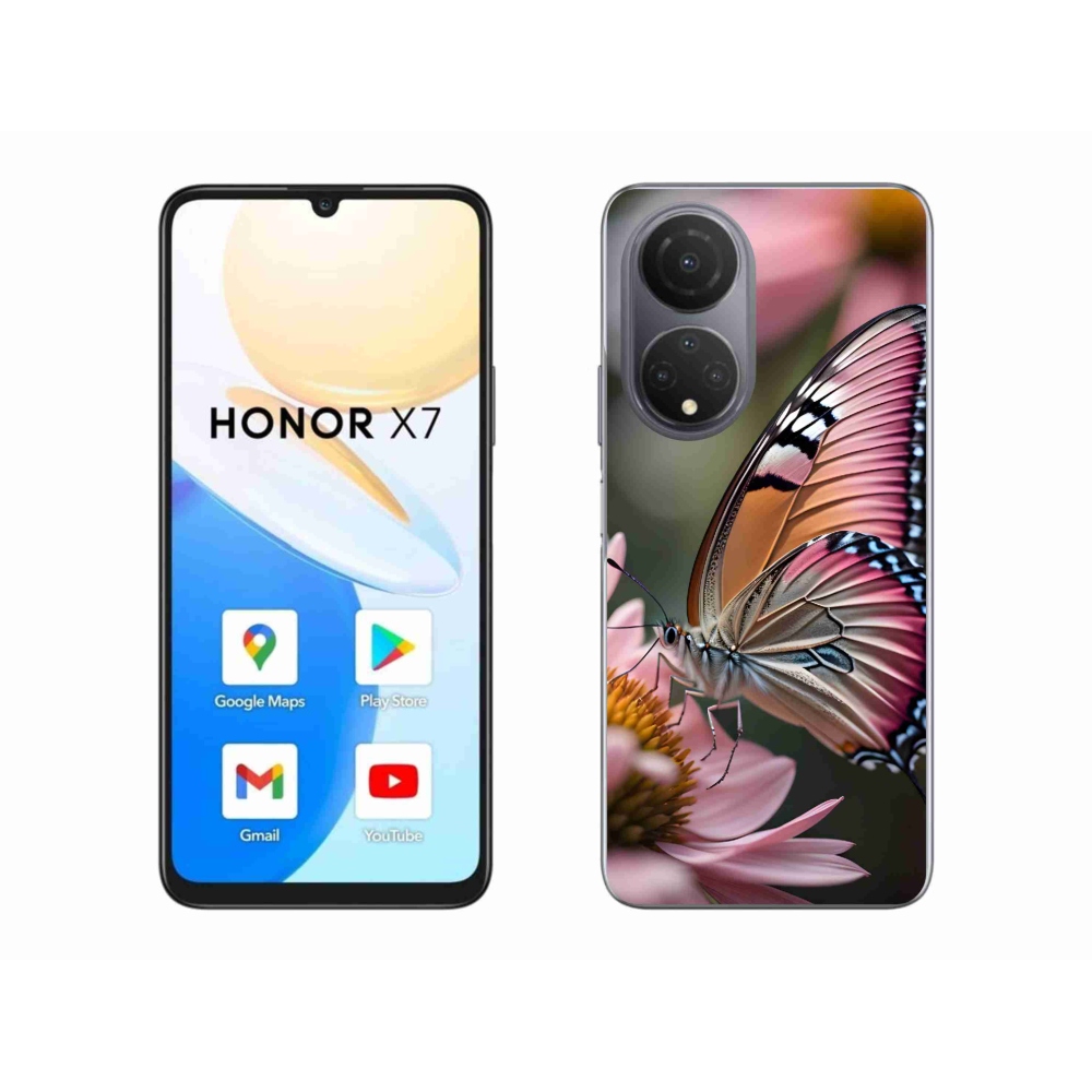 Gelový kryt mmCase na Honor X7 - barevný motýl