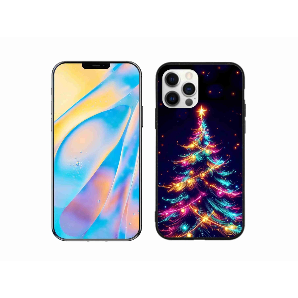 Gelový kryt mmCase na iPhone 12 - neonový vánoční stromek