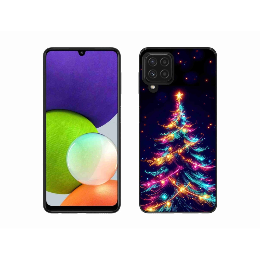 Gelový kryt mmCase na Samsung Galaxy A22 4G - neonový vánoční stromek