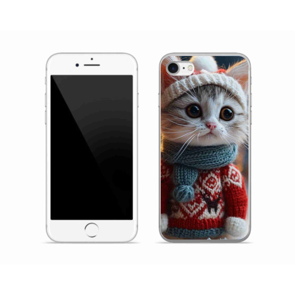 Gelový kryt mmCase na iPhone SE (2022) - kotě ve svetru