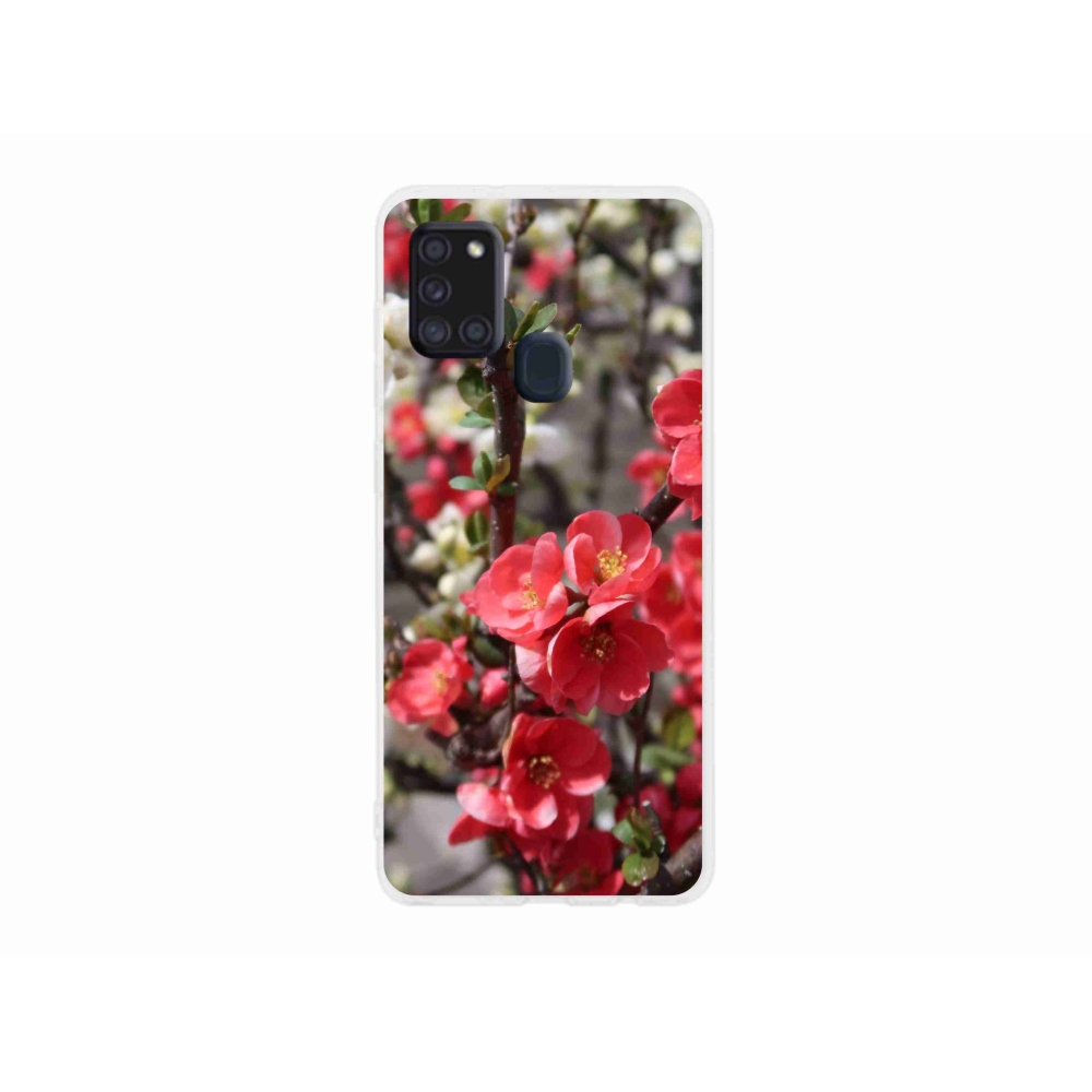 Gelový kryt mmCase na Samsung Galaxy A21s - červené květy