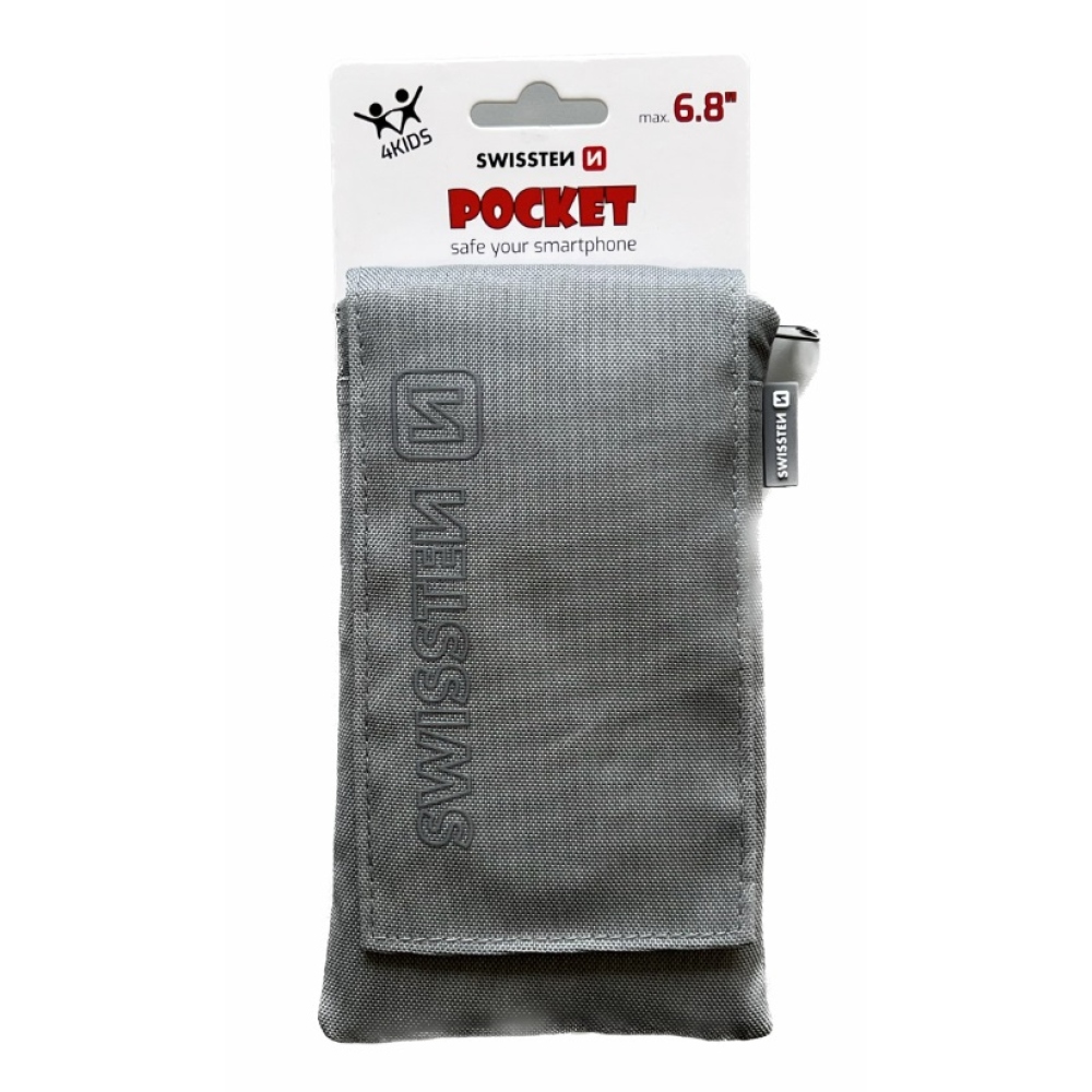 Univerzální látkové pouzdro Swissten Pocket 6,8 se šňůrkou - šedé