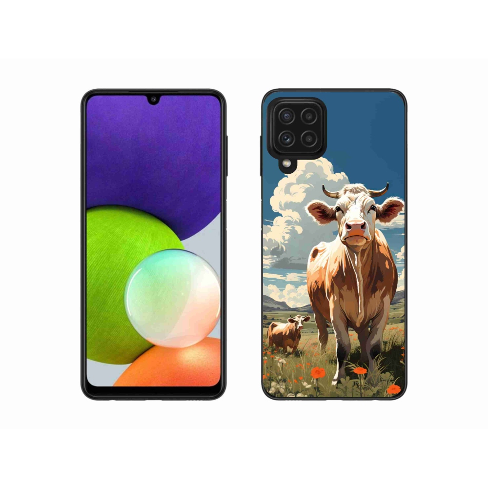 Gelový kryt mmCase na Samsung Galaxy A22 4G - krávy na louce