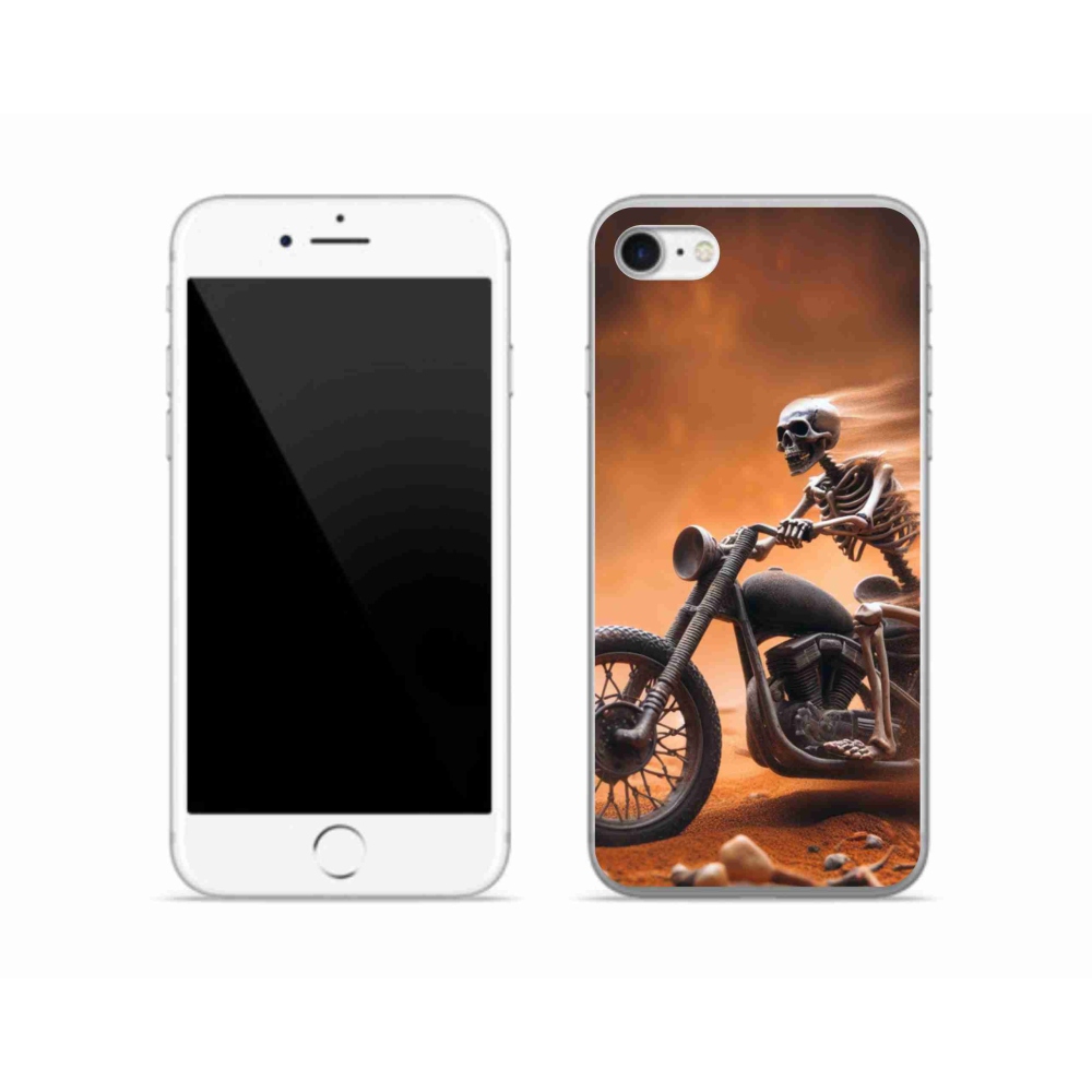 Gelový kryt mmCase na iPhone SE (2022) - kostra na motorce