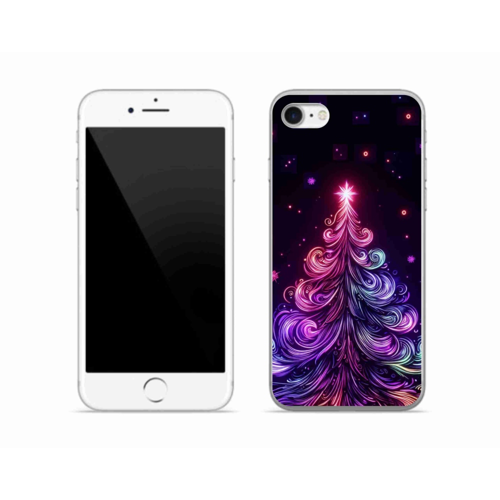 Gelový kryt mmCase na iPhone SE (2022) - neonový vánoční stromek 1