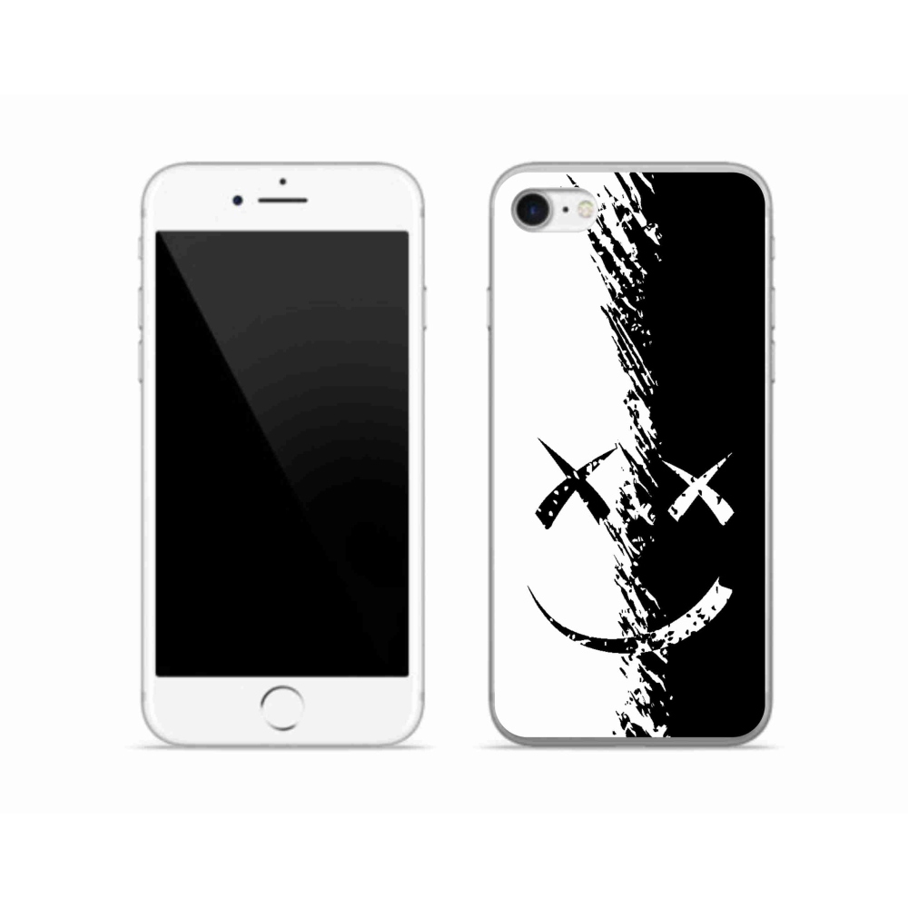 Gelový kryt mmCase na iPhone SE (2020) - černobílý smajlík