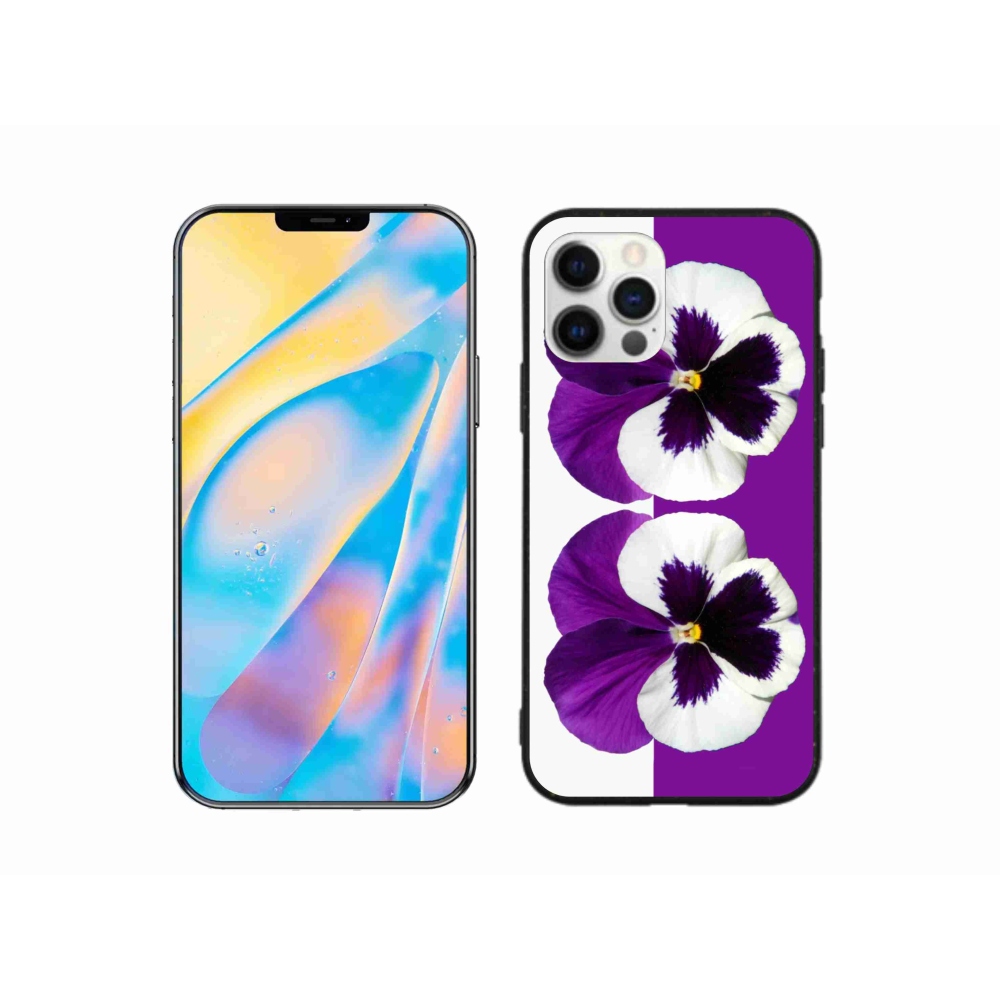 Gelový kryt mmCase na iPhone 12 Pro - fialovobílý květ