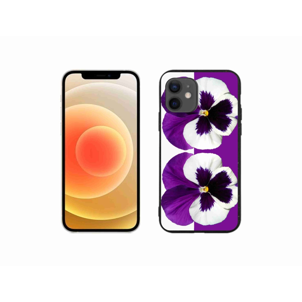 Gelový kryt mmCase na iPhone 12 mini - fialovobílý květ