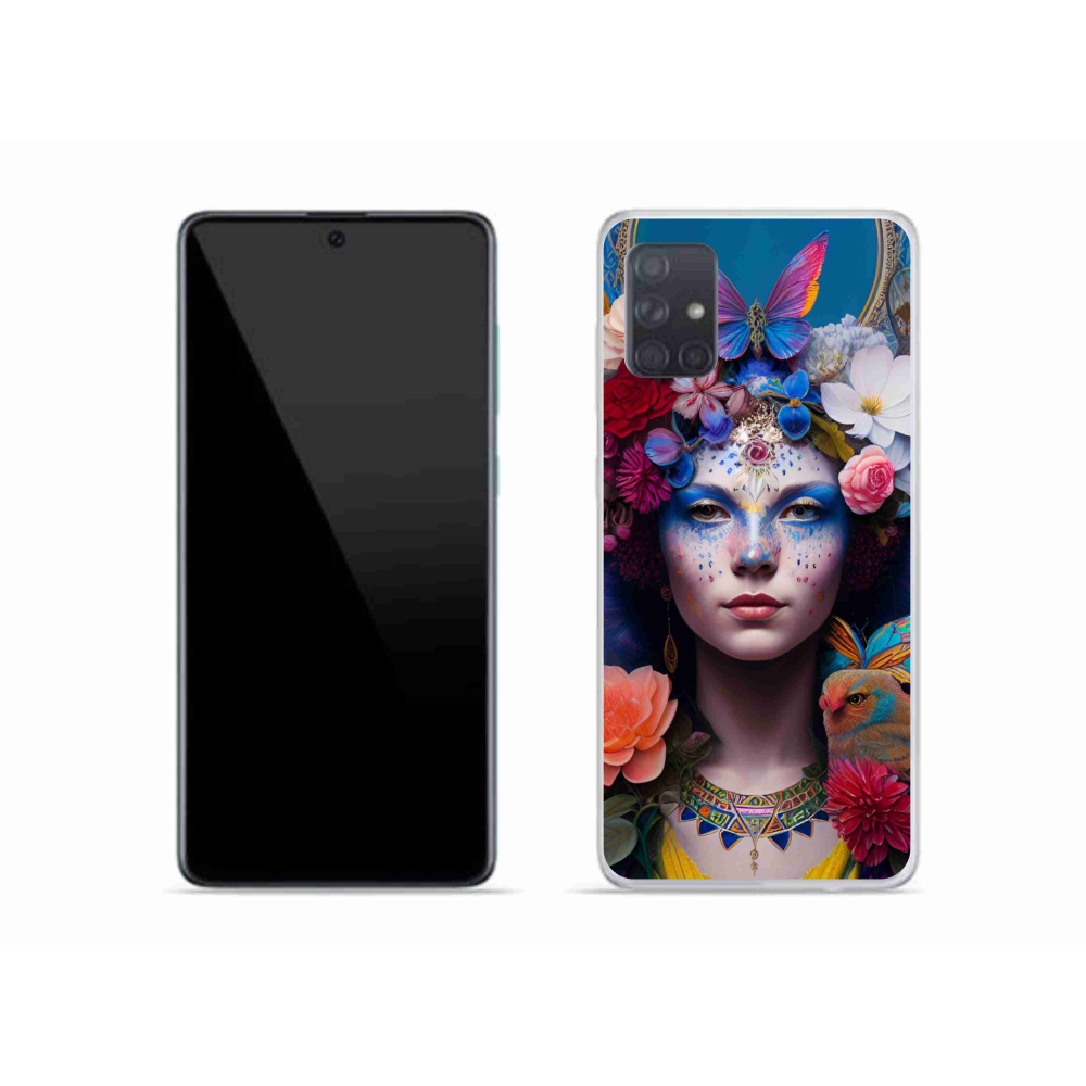 Gelový kryt mmCase na Samsung Galaxy A51 - žena s květinami
