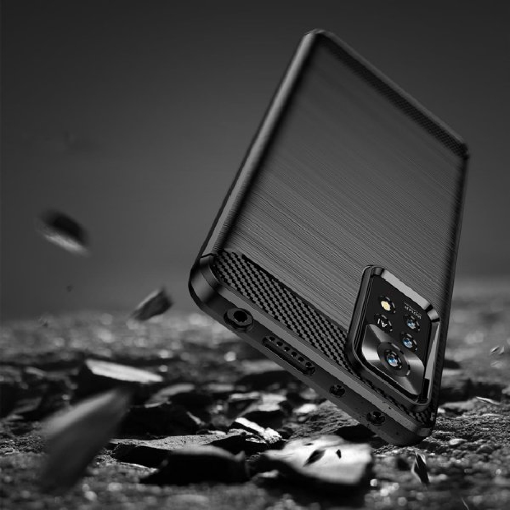 Carbon odolný gelový obal na Xiaomi Redmi Note 11 Pro/11 Pro 5G - černý