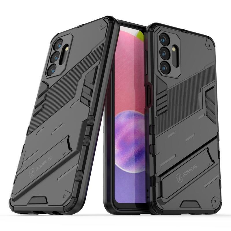Armor odolný hybridní kryt s výklopným stojánkem pro mobil Samsung Galaxy A13 5G/Galaxy A04s (164.7 x 76.7 x 9.1 mm) - černý