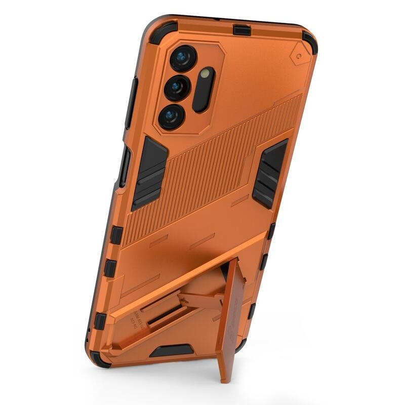 Armor odolný hybridní kryt s výklopným stojánkem pro mobil Samsung Galaxy A13 5G/Galaxy A04s (164.7 x 76.7 x 9.1 mm) - oranžový
