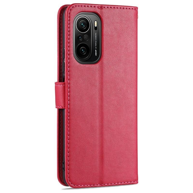 AZNS PU kožené peněženkové pouzdro na mobil Xiaomi Poco F3 - červené