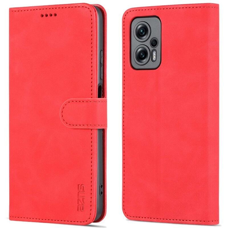 AZNS PU kožené peněženkové pouzdro na mobil Xiaomi Poco X4 GT 5G - červené